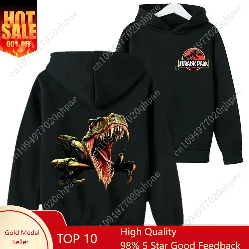 

Детская толстовка с капюшоном в стиле мультфильма «Мир Юрского периода», удобная, мягкая и высококачественная, теплая толстовка для детей на осень и зиму.