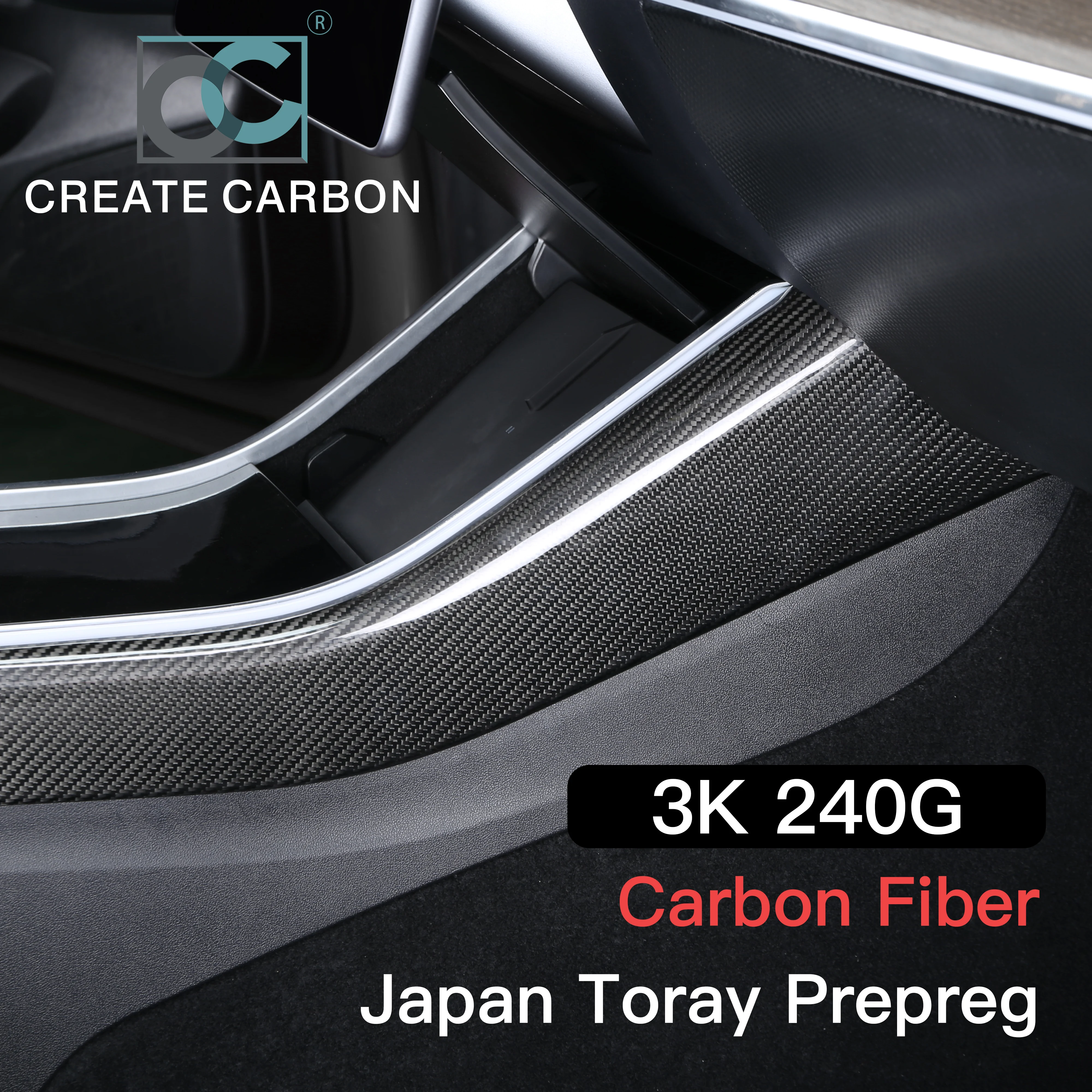 Carbon Fiber Center Control Side Cover For Tesla Model 3 / Model Y Gear Shift Panel Side Decorative Stickers