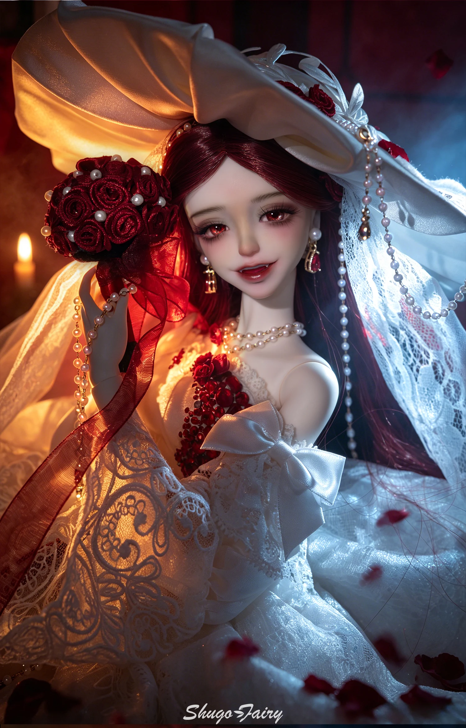 ShugaFairy Cassandra F BJD 1/4 Resin Full Set Noble Revenge Heiress Grinning Head with Wide-Brim Hat Handmade Ball Jointed Doll