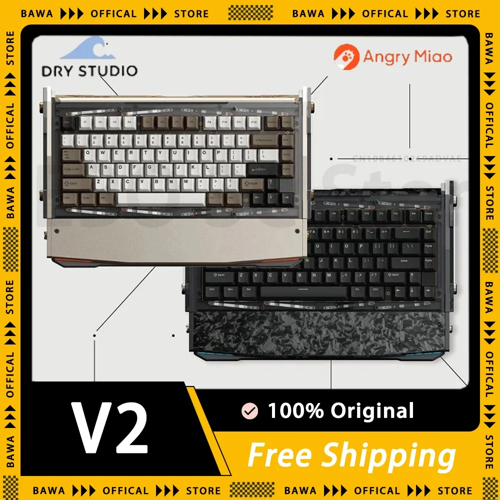 

Angrymiao DRY STUDIO BlackDiamond 75 V2 Mechanical Keyboard Tri Mode Gaming Wireless Keyboard Custom Aluminium Alloy PC Gamer