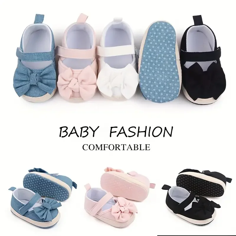 Schattige Nieuwe Baby Meisjes Schoenen 0-18M Baby Zachte Zool Babyschoenen Katoenen Strik Prinses Schoenen Eerste Wandelschoenen Baby Schoenen