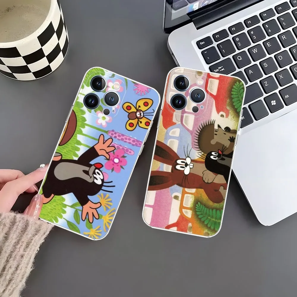 Phone Case For Iphone 15 12 L-Little Pro Max 13 Mini 11 14 Xr 6 Cartoon 6s Mole 8 7 Plus Luxury Transparent Cover