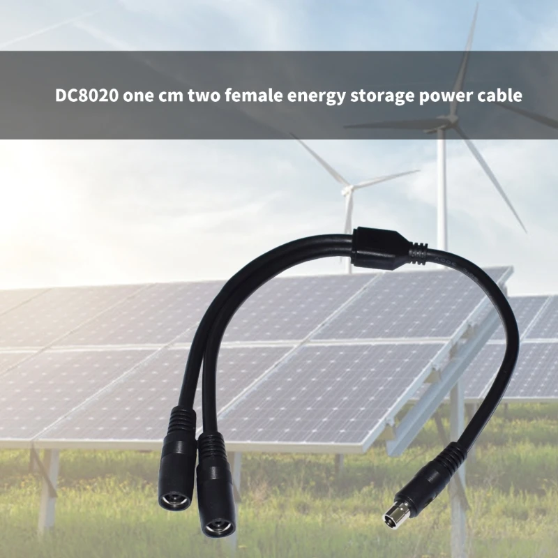 14AWG Solar Panel Charging Wire Y Adapter Cable DC8020 1 to 2 Connectors Power Cord for Outdoor Power Solution Black