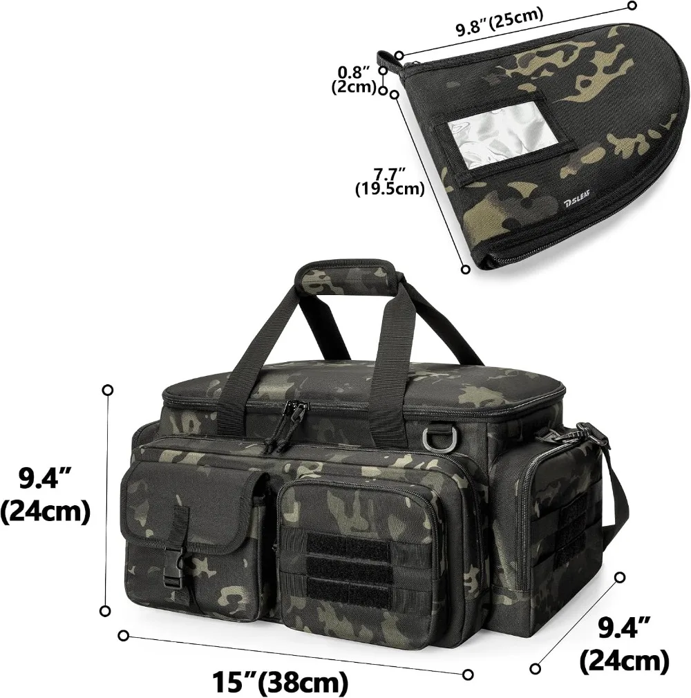 Tactical Pistol Range Bag with 4 Pistol Cases, Padded Gun Duffle with 16 Magazine Slots and Extra Pockets for Ammo and Essentials view 6