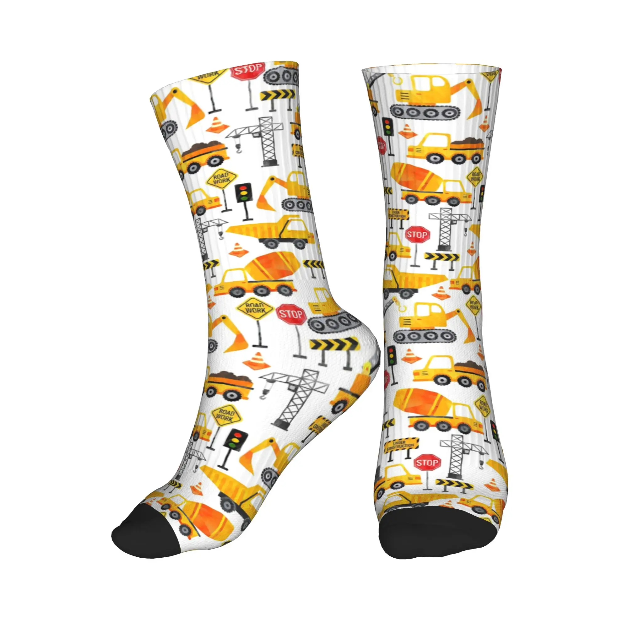 

Всесезонные носки с акварельным принтом строительной техники, спортивные носки средней длины, модные носки для мужчин и женщин