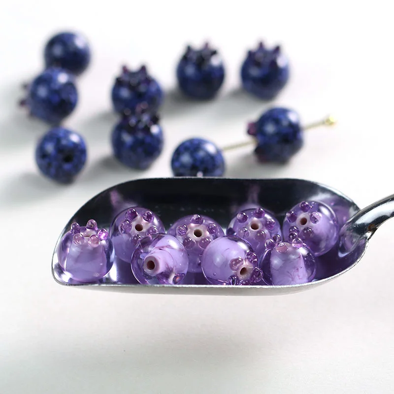 10pcs 12mm Blueberry Lampwork Glass Beads Loose Spacer Bead For DIY Jewelry Making Accessories Handmade Bracelet Supplies