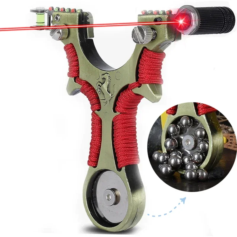 Laser Aiming Metal Slingsshot Magnetic Grip Slingshot Outdoor Hunting Shooting Archery High Precision Sling Hunting Acessories