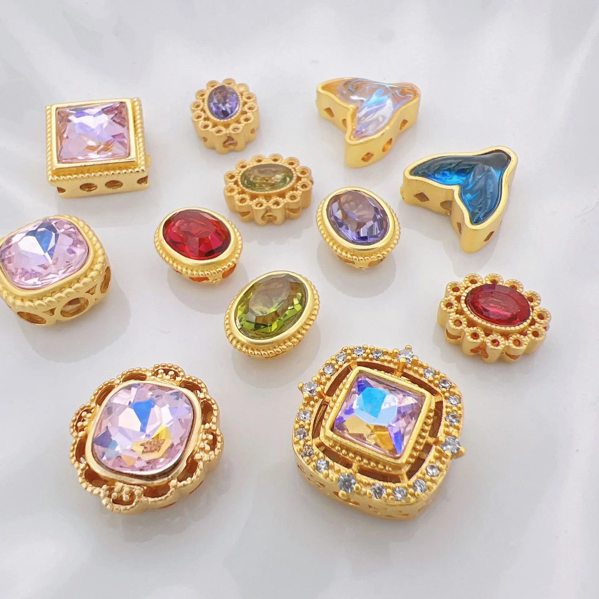 7pc Copper Plated Coloured Zircon Star Purple Beads Spacer Beads Diy Bracelet Necklace Jewellery Accessories Materials Wholesale