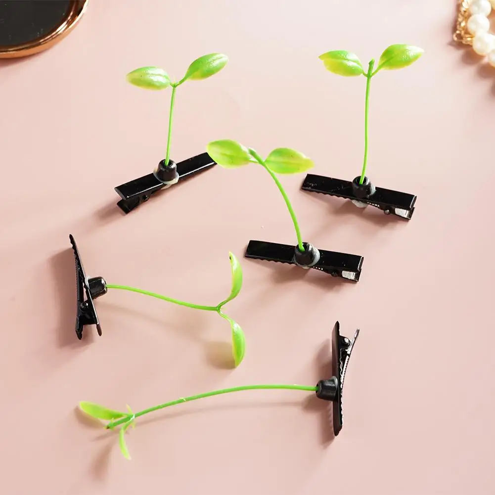 5pcs Funny  Bean Sprout HairClip Kids Sweet Girls Plant Grass Hairpin Mushroom Headwear Hair Claw Clip Clamp Hair Styling Tool