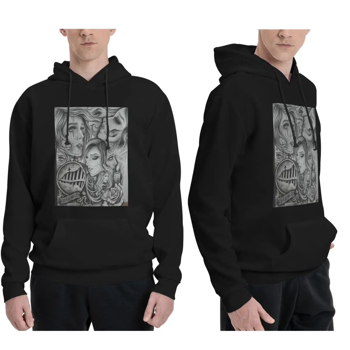 

Sad Eyes Chola Clown, Chicano Art, черно-серые художественные толстовки для мужчин и женщин, пуловеры, кофты, одежда с длинными рукавами