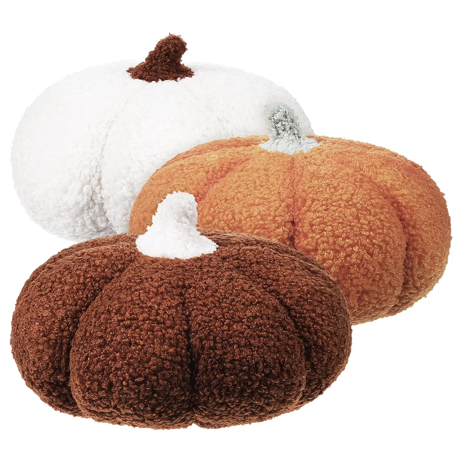 

3 Pcs White Cute Pillows For Girls Orange Brown Pumpkin Stuffed Pillows Cotton Bedroom Sofa Decor Gifts Halloween Photo Prop
