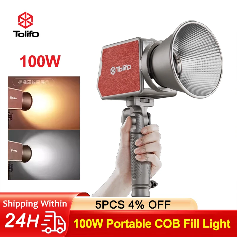 

Tolifo Compact Handheld LED Video Light COB Photography Fill Light 100W 2500K-9900K Portable LED Light With built-in battery