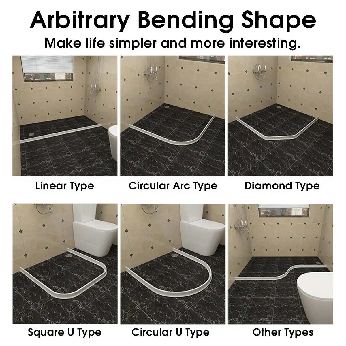 RU ห้องน้ำน้ำน้ำยึดแถบ Bendable ประตูห้องน้ำเครื่องซักผ้าเกณฑ์ Water Shower Dam Barrier