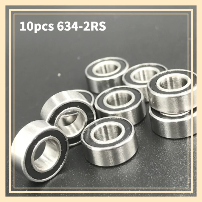 10 Stück 634-2RS Kleine Lager 4mm X 16mm X 5mm – Hochpräzise, vorgeschmierte, geräuscharme Lager mit Gummibeschichtung