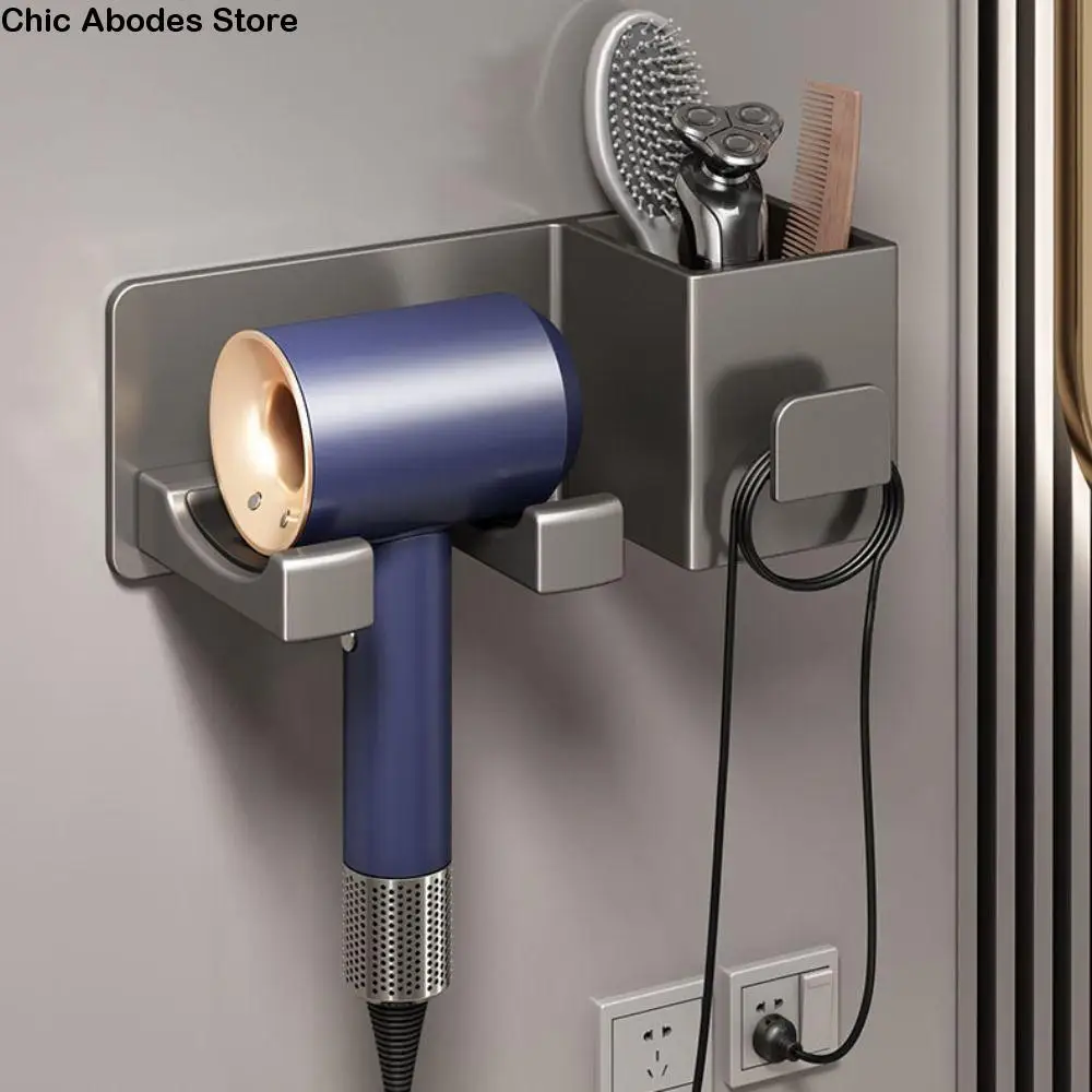 

Настенный держатель для фена без сверления, многофункциональная полка для фена, прочный компактный кронштейн для хранения