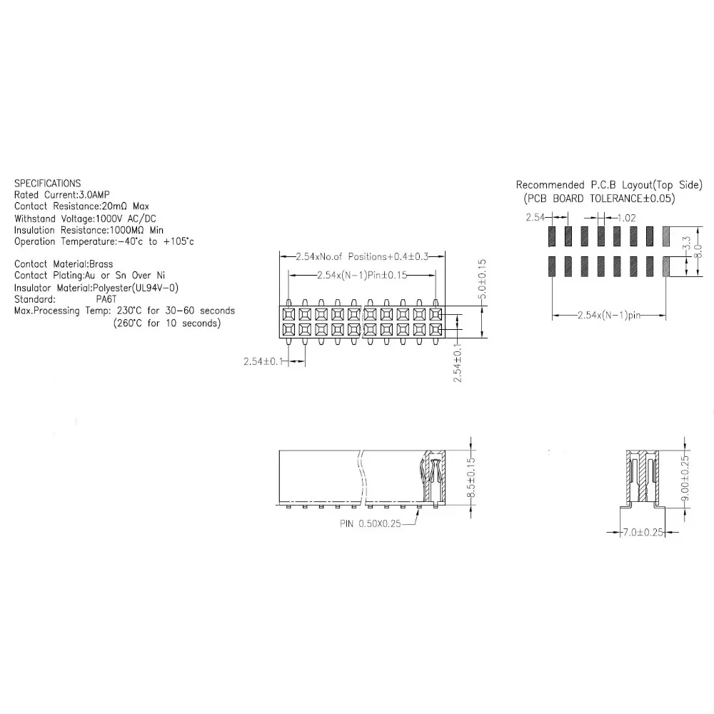 10pcs Pitch 2.54mm 2x20 Pin 40 Pin Female Double Row SMT Pin