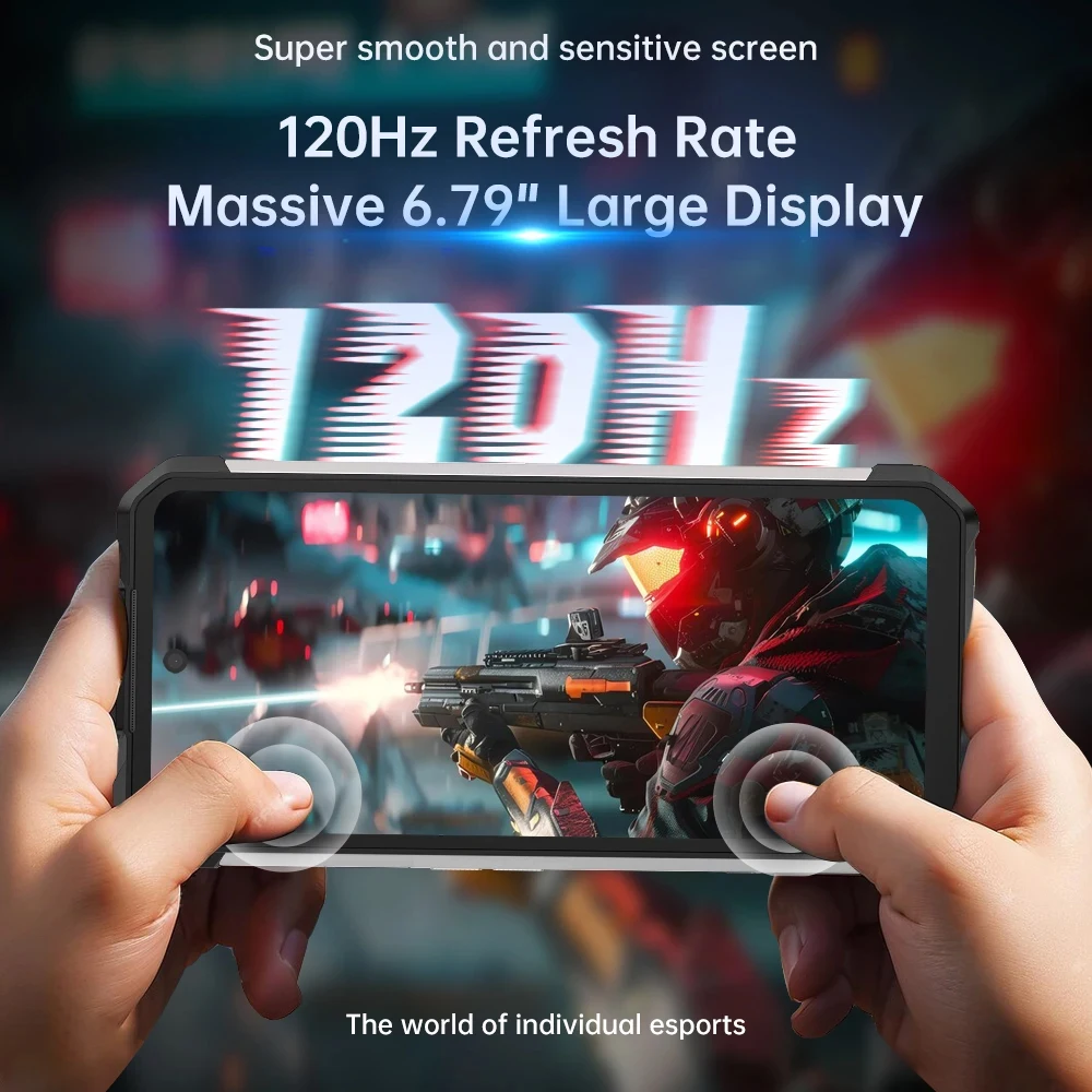 Прочный смартфон Unihertz 8849 SHARK 5G, Android 14, 24 ГБ ОЗУ (12 ГБ + 12 ГБ) + 256 ГБ ПЗУ, мобильный телефон, 15600 мАч, 120 Гц, 66 Вт, мобильный телефон NFC