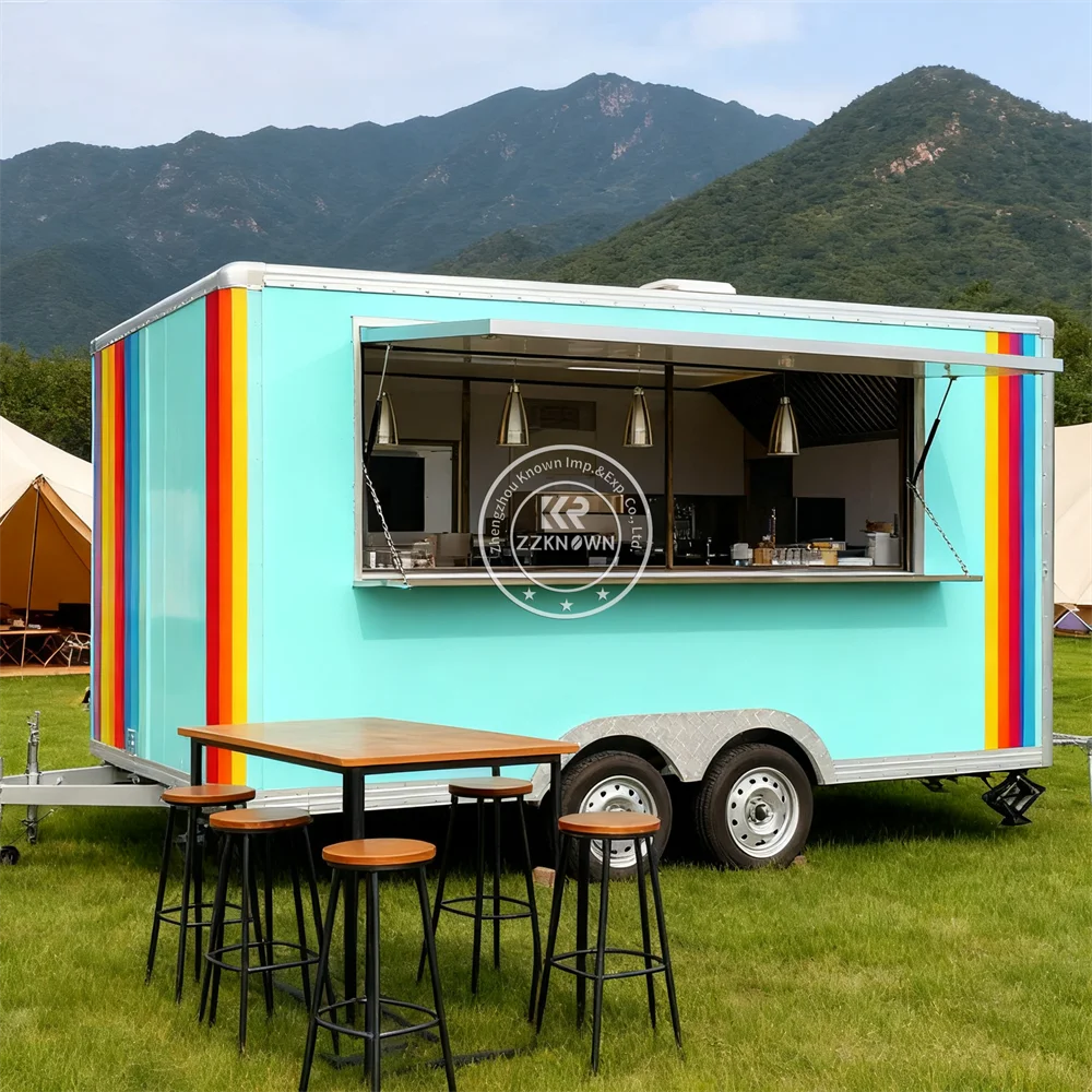 مقطورة طعام كونسيشن مجهزة بالكامل عربة آيس كريم متنقلة مقطورة تقديم الطعام في الشارع شاحنة طعام القهوة مع مطبخ كامل #2