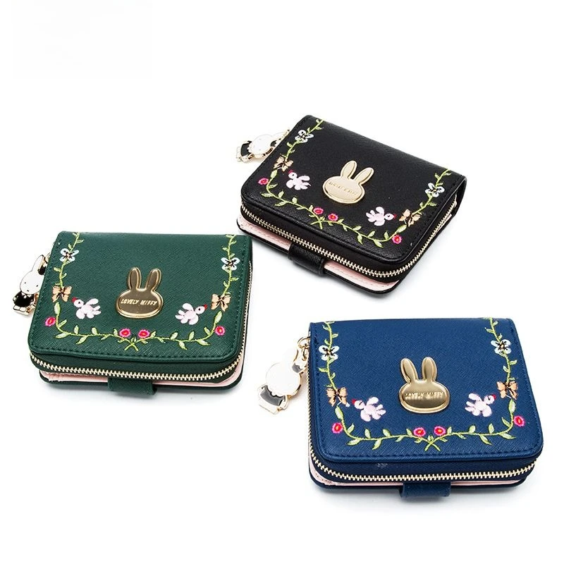 

Новый Kawaii Miffy Rabbit High Beauty вышитый короткий кошелек в стиле ретро с нулевой вышивкой кожаный кошелек сумка для карт подарок для девочки