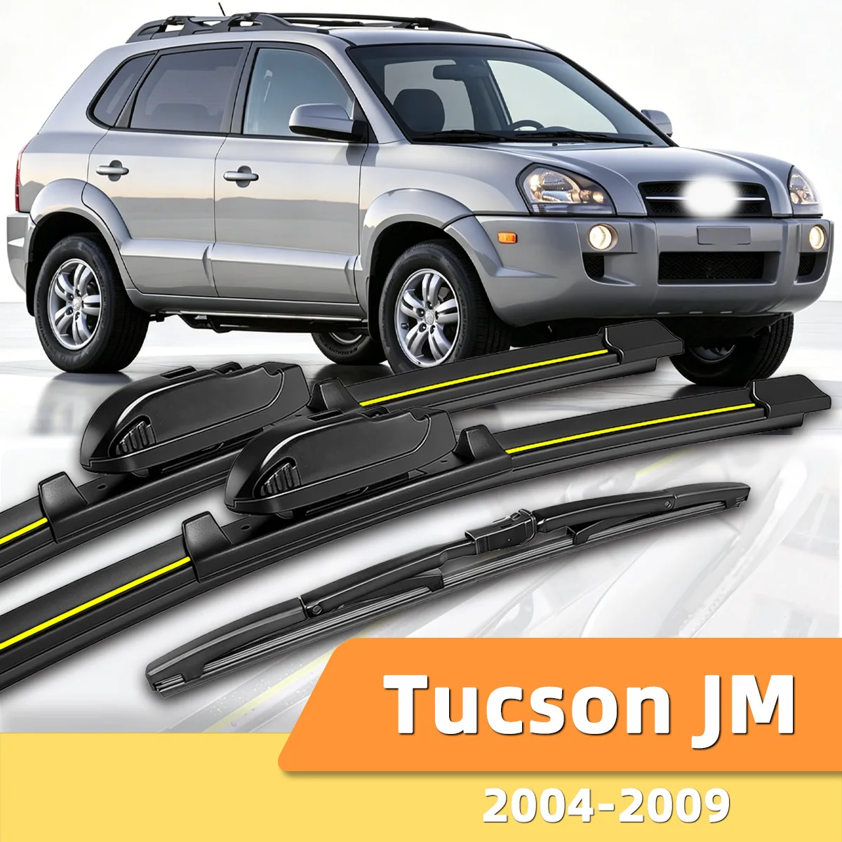 Geeignet für Hyundai Tucson JM 2004–2009. Scheibenwischer vorne und hinten. Langlebiges Zubehör für Autoscheiben 2006, 2007, 2008
