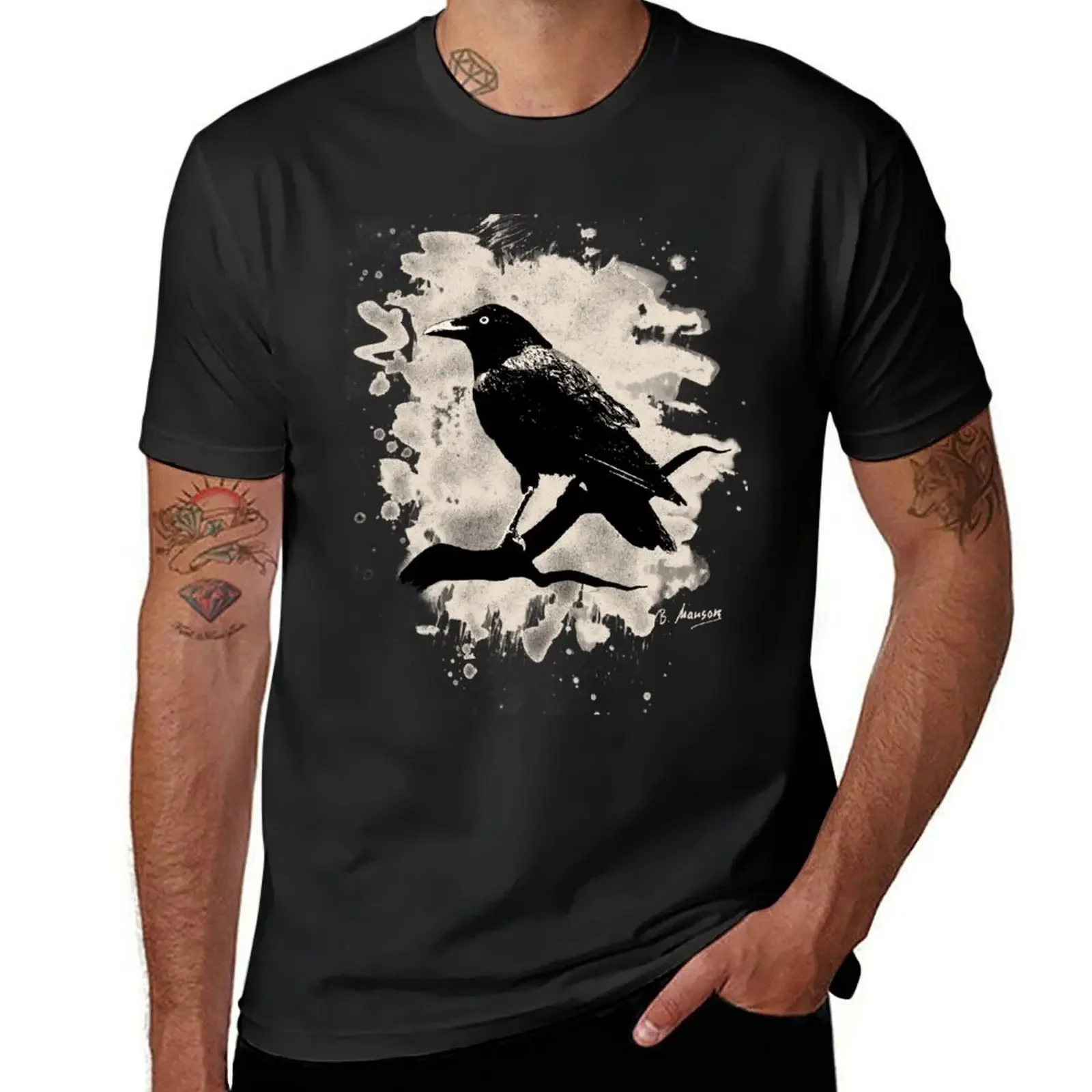 Crow bleached (creme white) T-Shirt blacks oversized t shirts for men