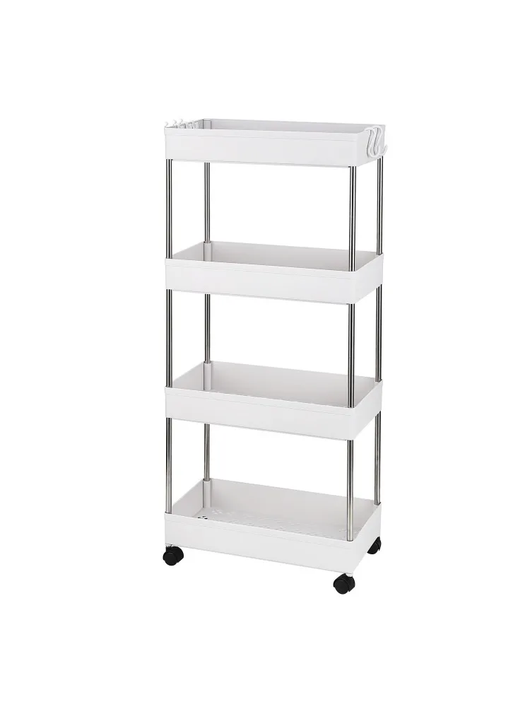 Storage Cart 4-Tier Slide-Out Rolling Multi-Function Cart Storage Organizer, Mobile Shelves with 4 Storage Baskets