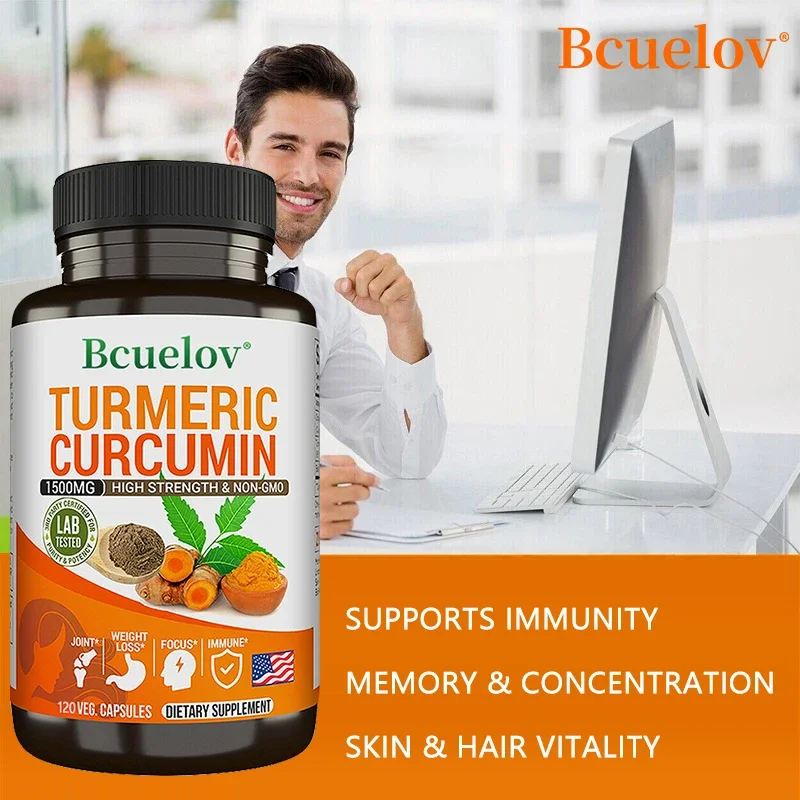 Curcumin & Black Pepper Extract - Highly Absorbable, Ultra-Strength Turmeric Supplement with 95% Curcumin & BioPerine for Joints