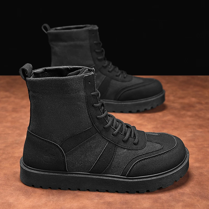 أحذية الشتاء أحذية رجالي عادية كاوبوي التكتيكية دراجة نارية تشيلسي الكاحل العمل الجلود في الهواء الطلق مصمم المشي لمسافات طويلة الفاخرة #4