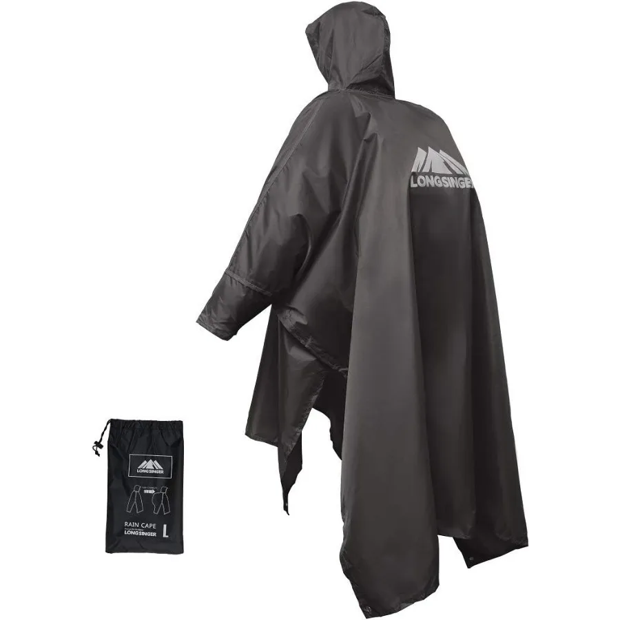 

Водонепроницаемое пончо от дождя Longsinger для взрослых с капюшоном и рукавами, идеально подходит для активного отдыха, таких как походов, охоты и лагеря