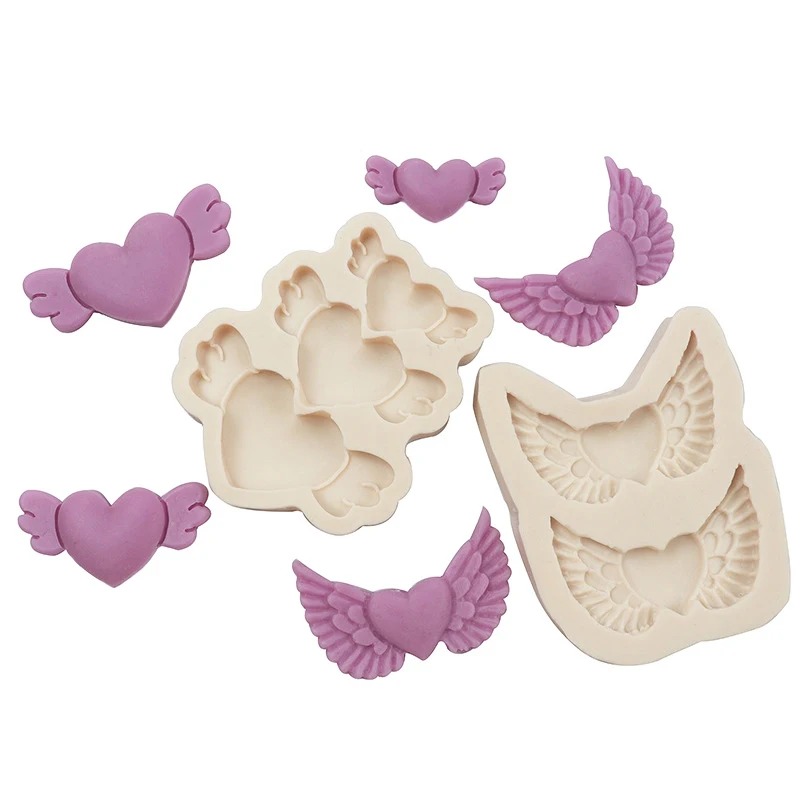 Wings Heart Shape Silicone Mold Sugarcraft Cupcake Baking Mold Fondant Cake Decorating Tools