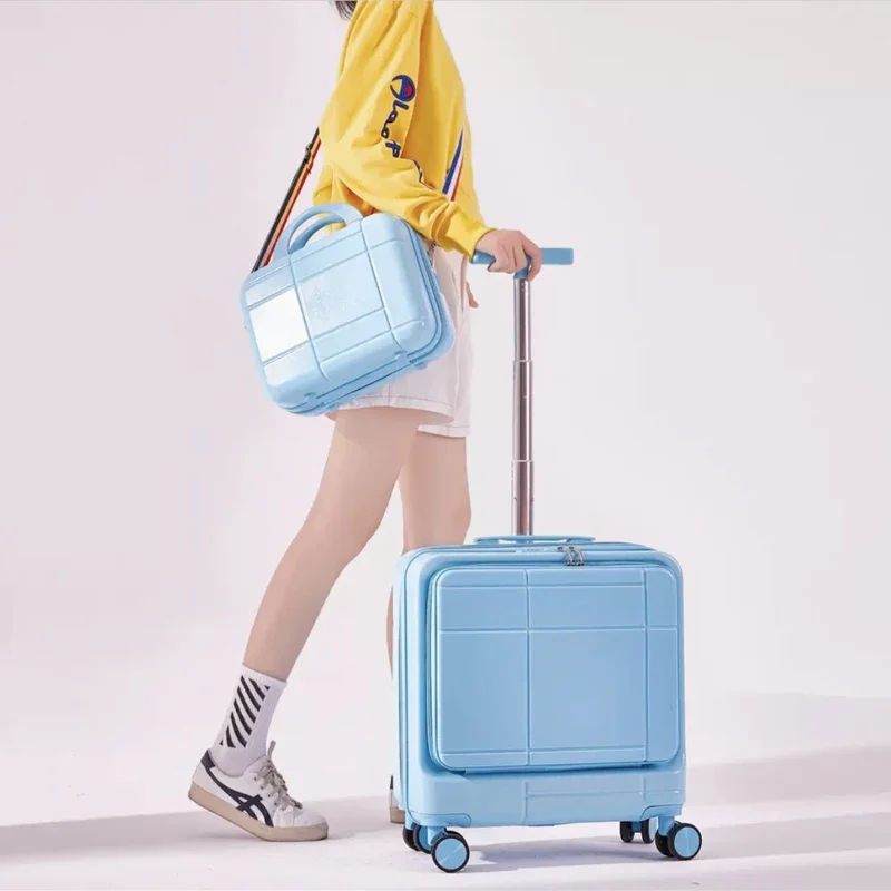 2021 New Front opening Travel Bag Rolling Luggage sets,18\