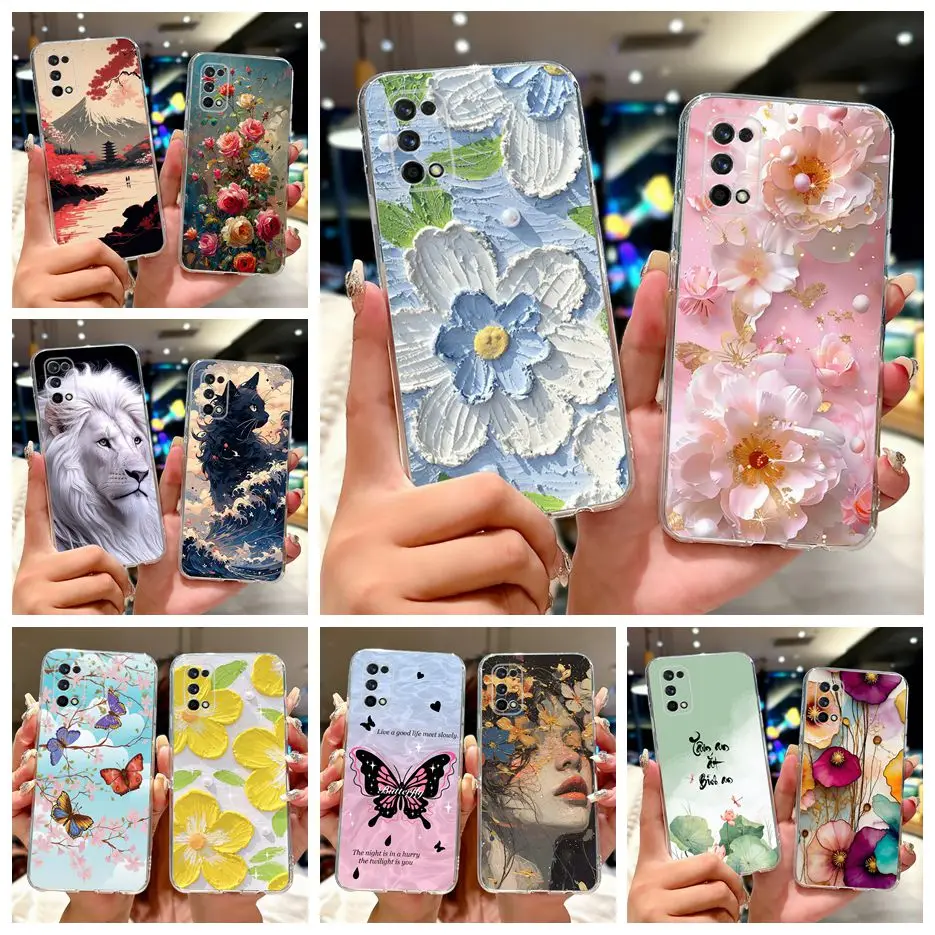 For Realme 7 Pro Case RMX2170 Colorful Flowers Painted Cover Soft Silicone Phone Case For Realme 7 5G RMX2111 Realme7 Pro Fundas