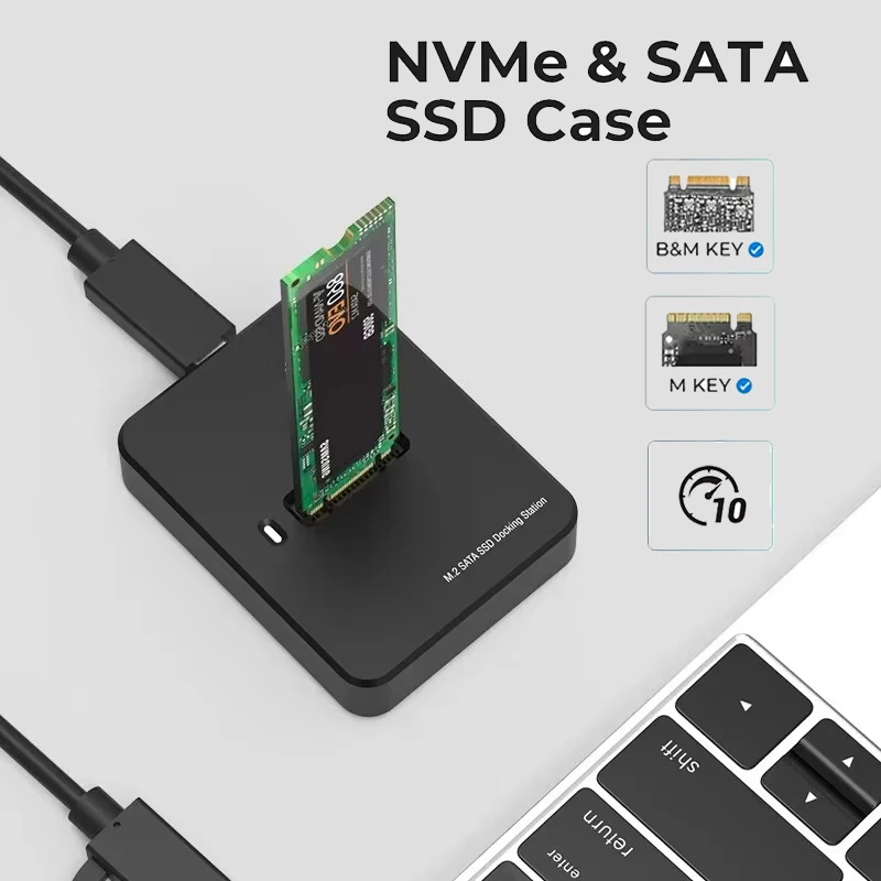 블루엔들리스 외장 SSD 하드 디스크 M.2 SSD 인클로저 10Gbps 온라인 읽기 쓰기 속도 SSD 케이스 SATA NVME 도킹 스테이션용