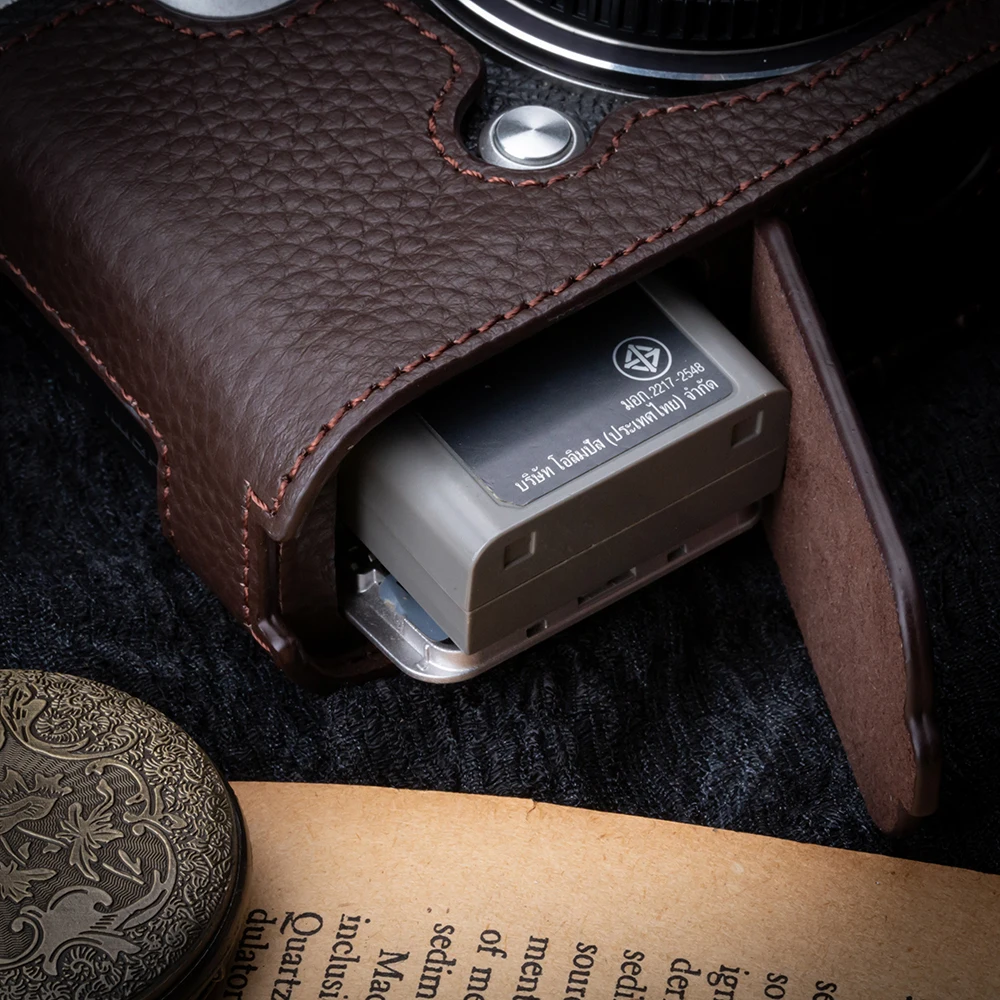 Funda F para OLYMPUS PEN-F, bolso de cuero para cámara, media funda protectora para cámara de cuero genuino, accesorios de fotografía