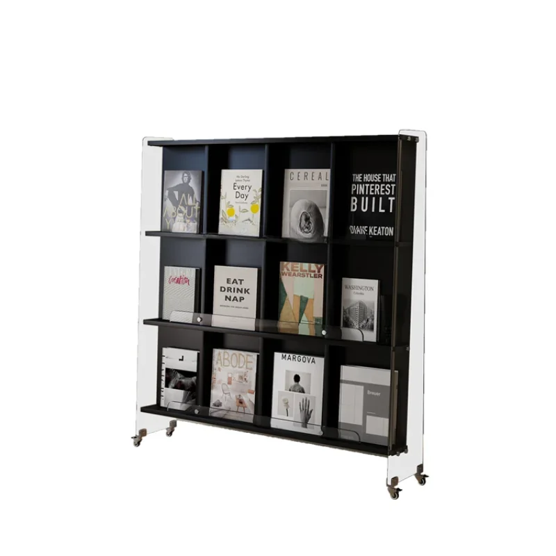 

Living room magazine rack ins wind reading display bookshelf newspaper rack floor mobile book storage rack