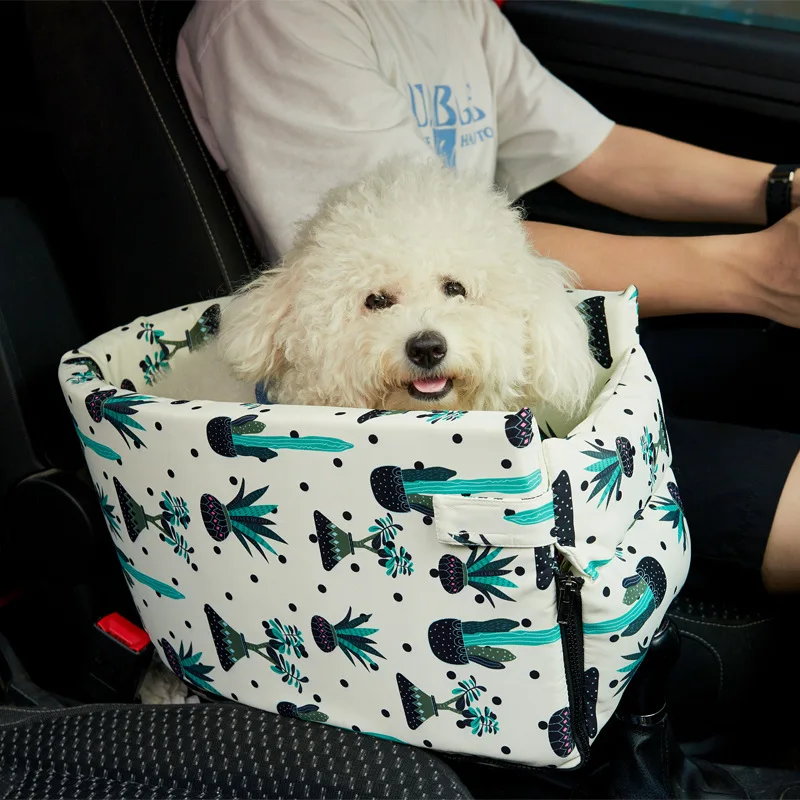 

Cute Car Seat Small Dog Bed Portable Cat Exclusive Center Control Armrest Car Safety Cover Protection Belt