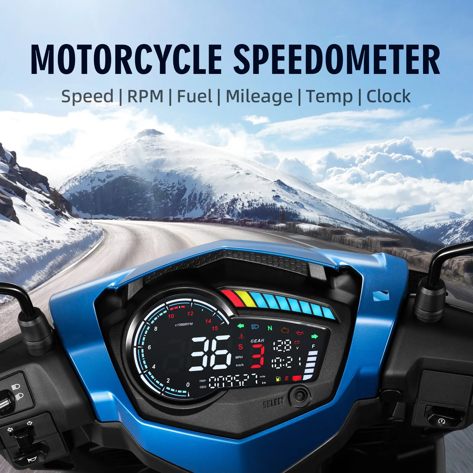 

12 В светодиодный цифровой мотоциклетный датчик 0 ~ 15000 об/мин тахометр, плата спидометра для Yamaha Y15 Y15ZR V1, аксессуары для мотоциклов MPH Km/h