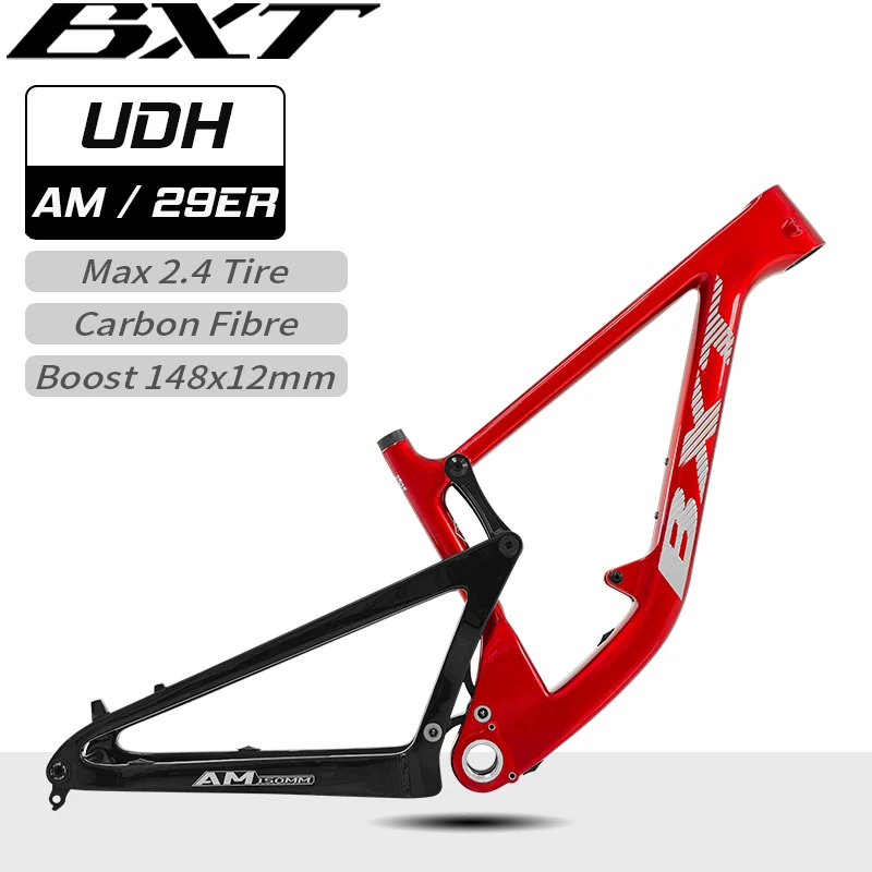 BXT Carbon Suspension Frames, All Mountain AM Suspension Frame fit Travel 150mm, Disc Brake 29er Boost 148, UDH Rear Hook