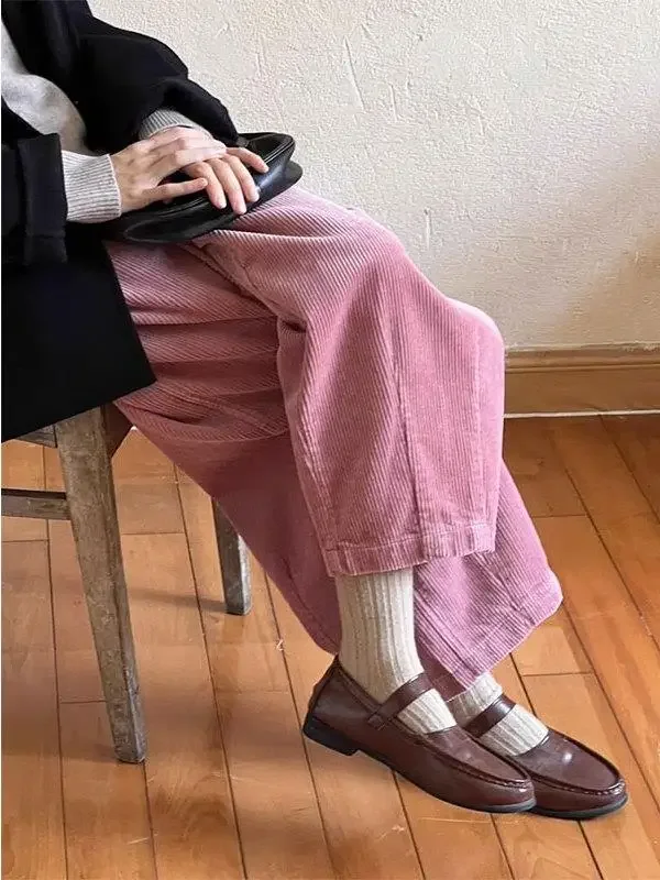 

Вельветовые брюки больших размеров, женские винтажные широкие брюки с высокой талией, вдохновленные Харлан, осенне-зимняя повседневная одежда, уличная одежда в стиле ретро