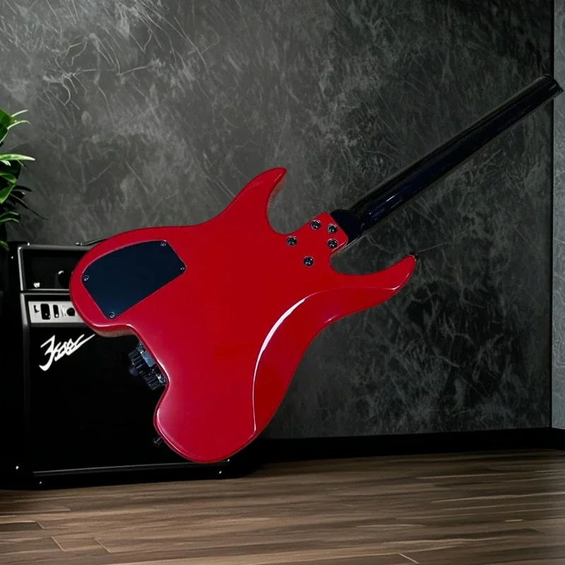 Electric Guitar Free Delivery High Quality 6 Strings Satin Finished Floyed Rose Bridge Red Headless 22 Tone Handcrafted
