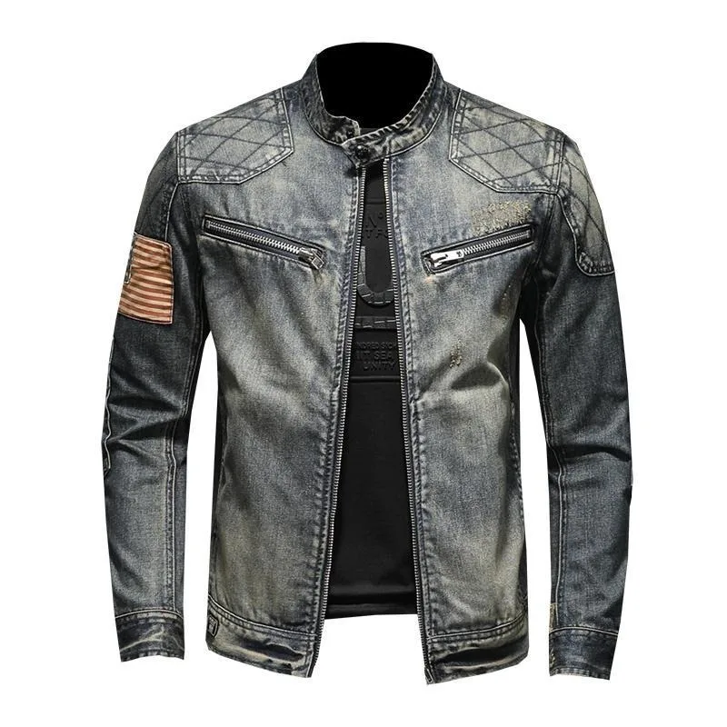 New Men\'s Retro Classic Denim Jacket Autumn Trendy Casual Versatile Streetwear High Street Handsome Cycling Wear Men\'s Clothing