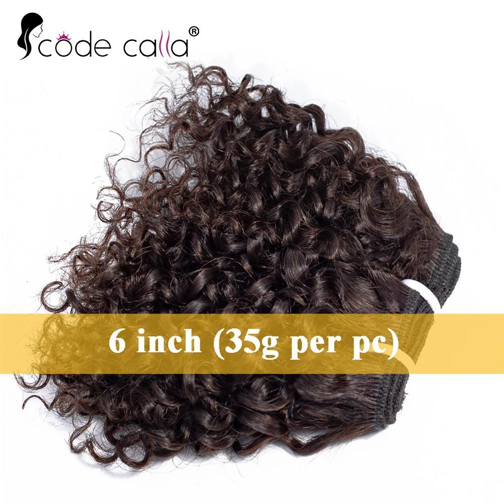 Kinky Curly Hair Bundles Double Draw 6inch Short Cut Remy Human Hair Extensions Natural Black Brown Color Sew-in 3pcs/LOT Water