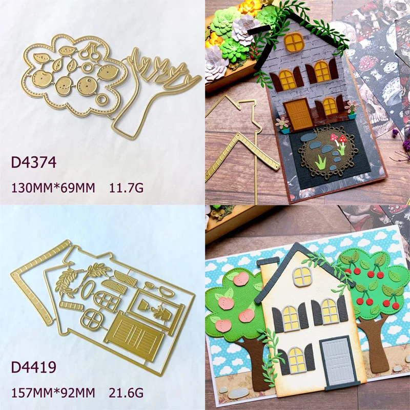 Fruit Tree & House Building Window Door Metal Cutting Dies Home Garden Theme Die Cuts DIY Scrapbooking Card Making Embossing