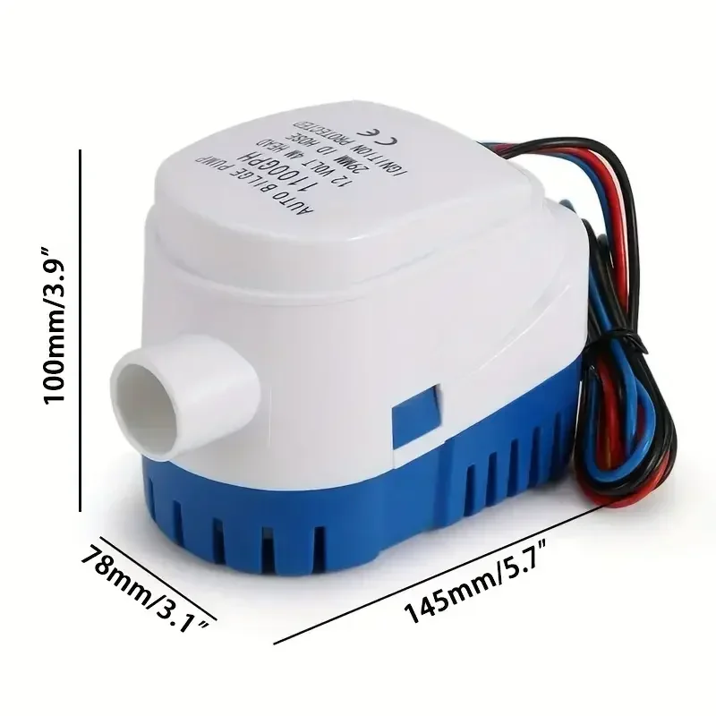 12V 24V Automatic Submersible Boat Bilge Water Pump Latest Styles 1100GPH Built-in Auto Float Switch (1100GPH)