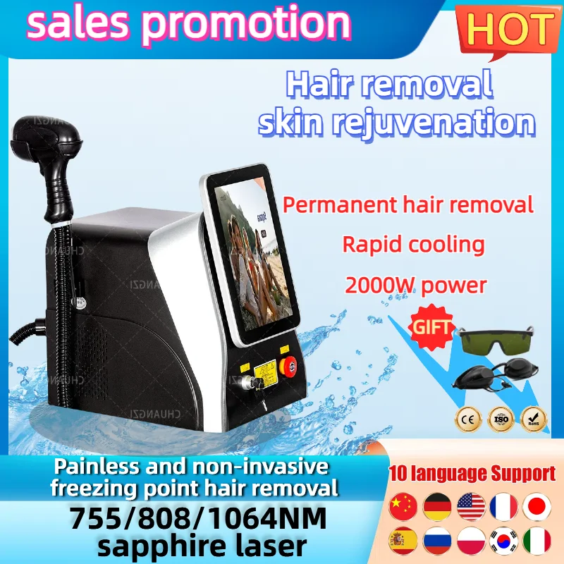 

Newst 808 Diode Laser Hair Removal Machine Triple Wavelength Painless Permanent Portable 808nm 755nm 1064nm