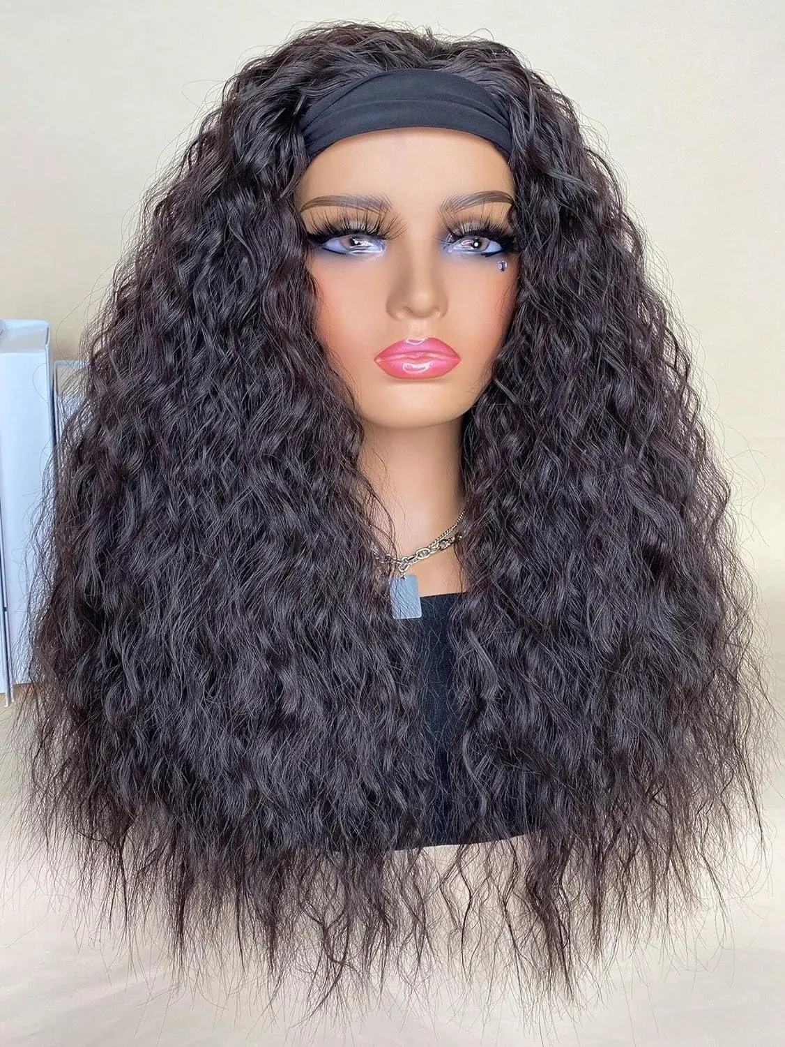 Headband Wig Water Wave Syntheic wig Long Straight  Heat Resistant Wigs for Daily Use