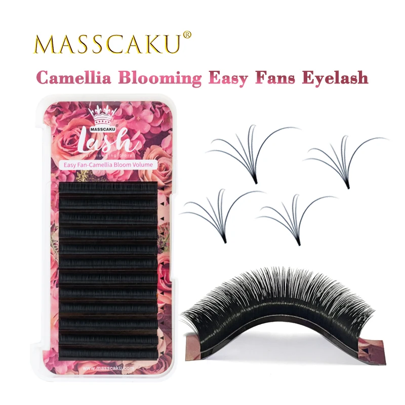 Wholesale 0.05/0.07/0.10 thickness premium self handing making fast bloom flowering soft natural pre-bonded lashes mega volume