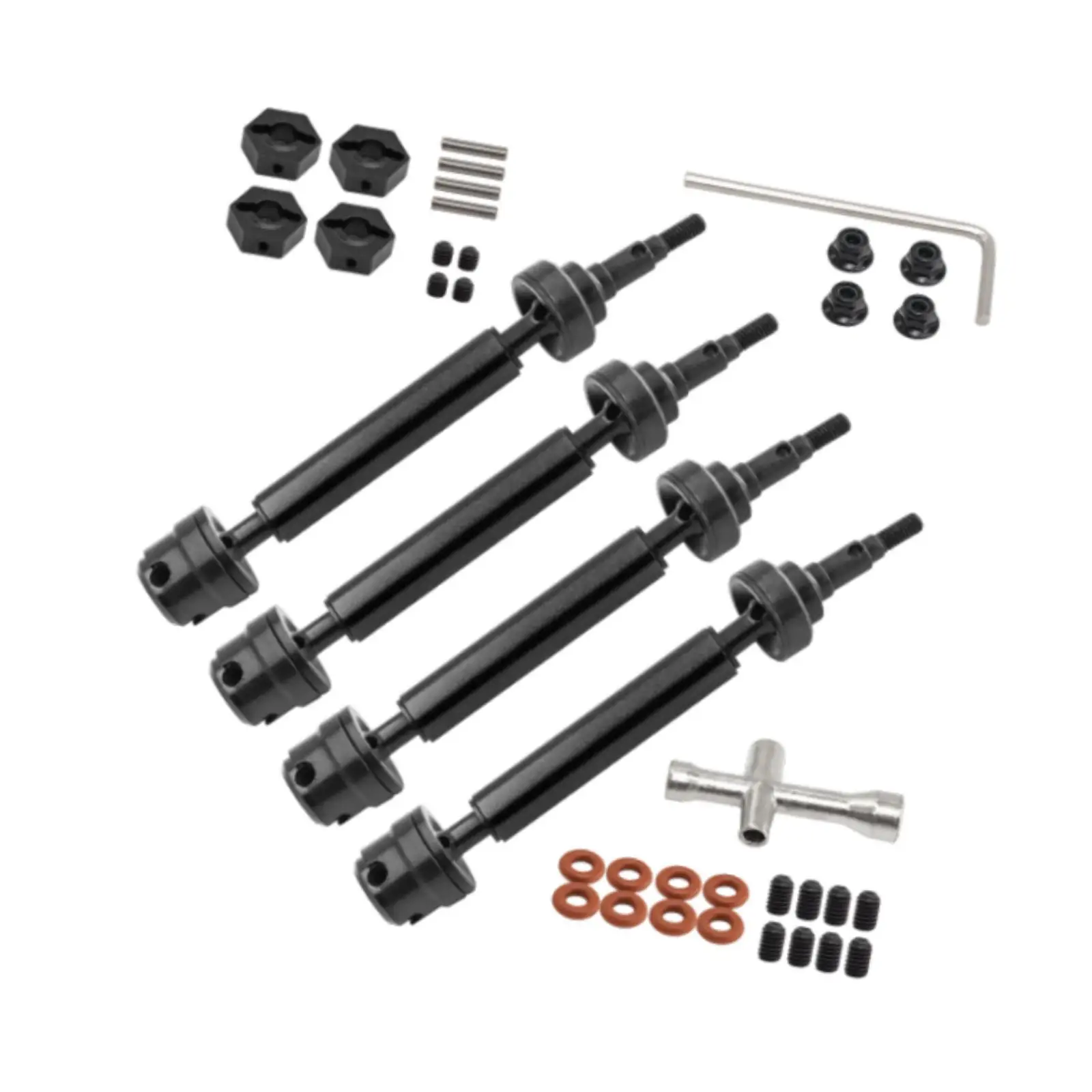 4 Pieces Front Rear Driveshaft CVD Universal Joint Heavy Duty Modification RC Car Upgrades Parts for 1:10 Crawler Vehicles Model