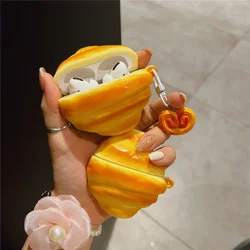 Earphone Case For Huawei 5 4 PRO3 For Huawei freeclip Se2 Wireless Earset Protect Cover 3D Croissant Bread Model With Pendant