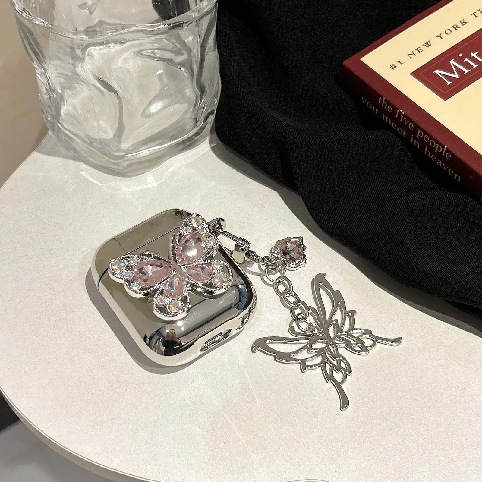 كريستال فراشة ثلاثية الأبعاد قلادة سماعة لاسلكية تعمل بالبلوتوث صندوق شحن لابل airpods 3 برو 2nd 2 14 سماعة حقيبة سماعة الاذن غطاء #6